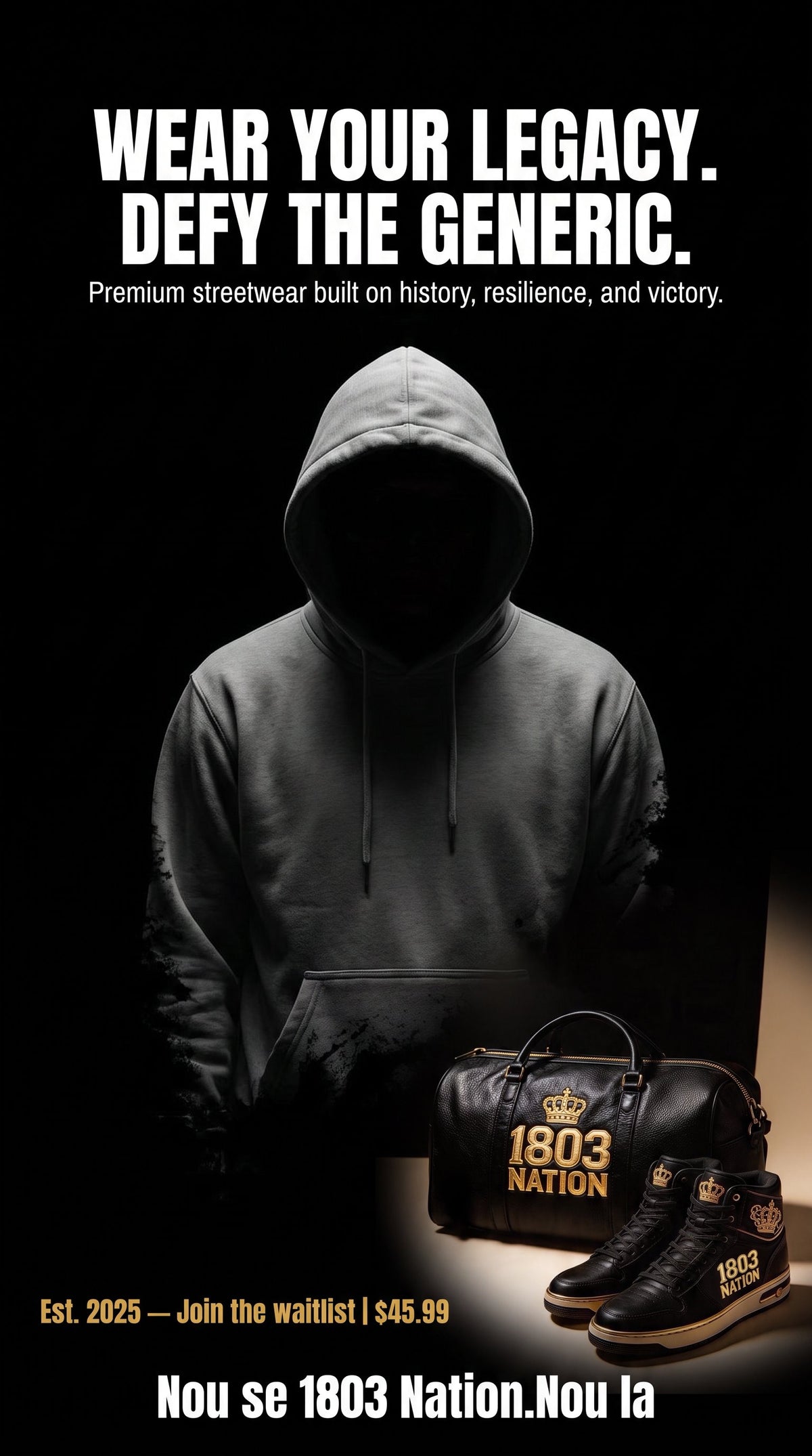 1803 Nation gold script hoodie