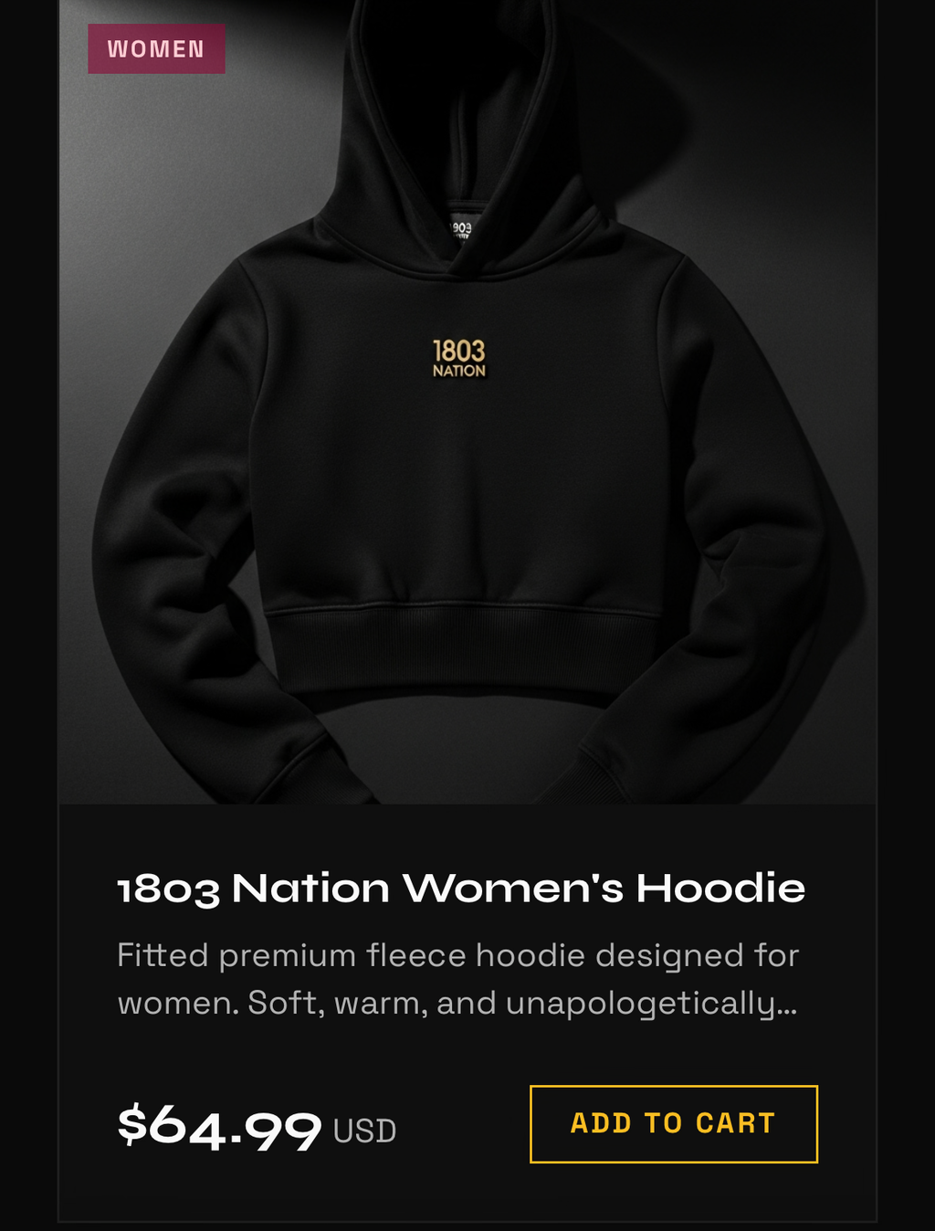 1803 Nation Women’s hoodie and pants