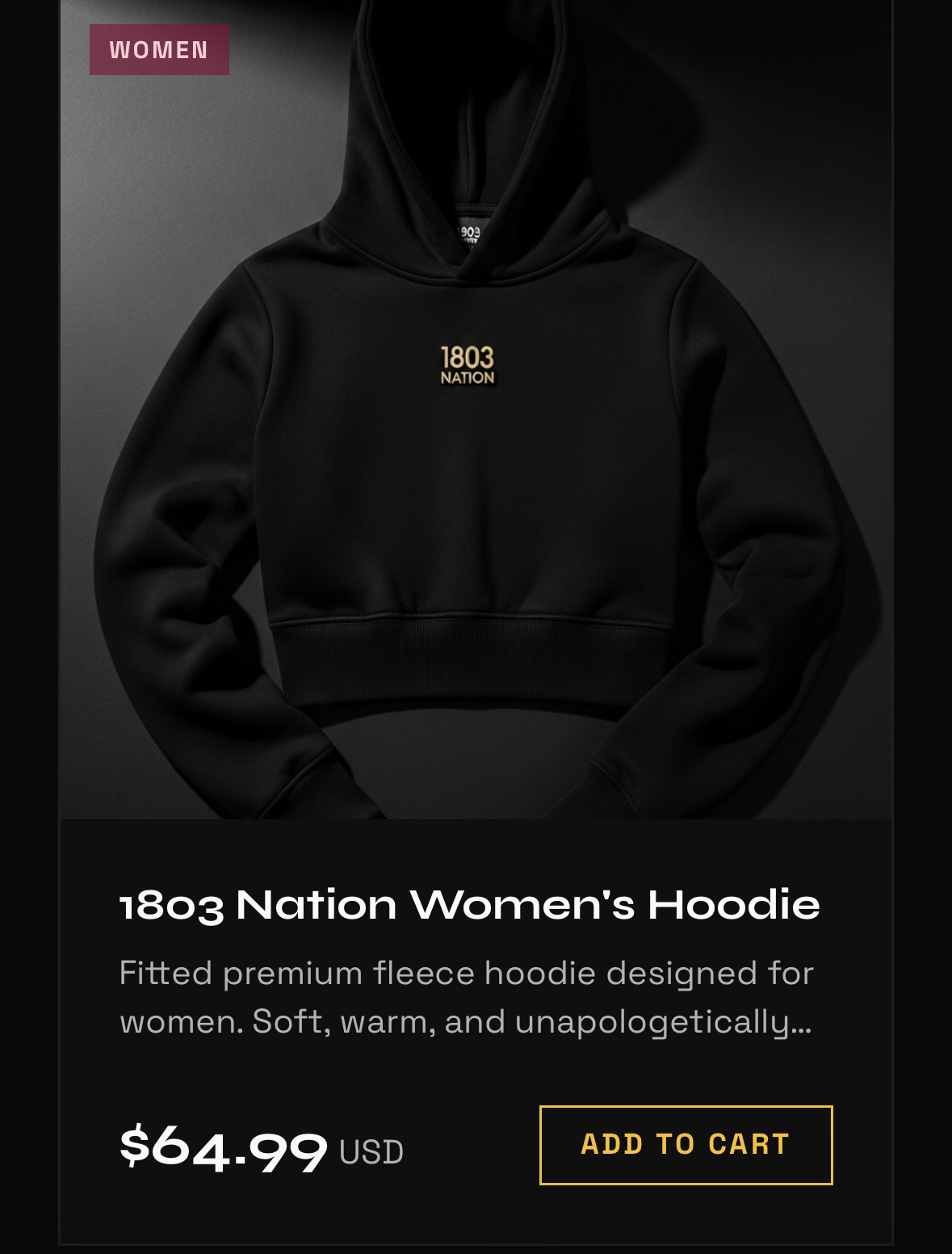 1803 Nation Women’s hoodie and pants