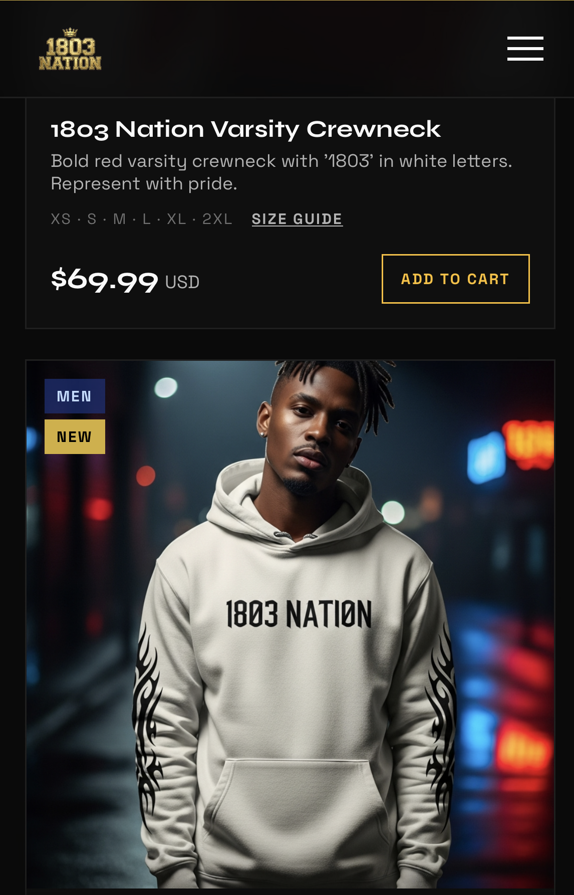 1803 Nation gold script hoodie